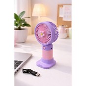 Mini ventilator portabil cu suport și cablu de încărcare