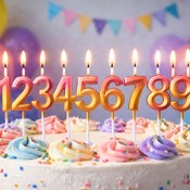 Lumânare rose gold în formă de cifră (0–10)