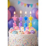 Set de 4 lumânări cu steluțe și suporturi