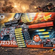 Armă cu proiectile din paralon, vizor și design grafic