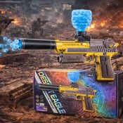 Armă cu patroane din gel și accesorii pentru precizie