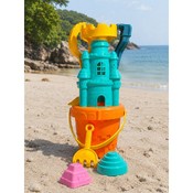 Set de jucării pentru nisip: lopată, greblă, 2 forme, construcție tip moară, căldărușă, sită