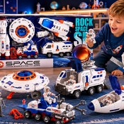 Set mare de joacă „Space” cu stație spațială și vehicule