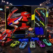 Set motocicletă de curse cu mașinuțe metalice și accesorii – 49 piese