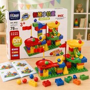 Pistă modulară cu bile și blocuri de construcție DIY