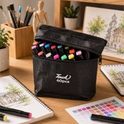 Set Carioci cu Alcool Touch Twin 60 Culori în Husă Textilă