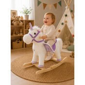 Unicorn Balansoar din Pluș Alb cu Aripi Mov