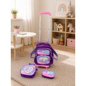 Set pentru elevi, alcătuit din ghiozdan pe roți cu mâner telescopic, mini geantă frigorifică și penar în același design. Disponibil fetițe și băieței.