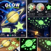 Set fosforescent „Sistemul Solar” cu planetă și stele pentru perete și tavan