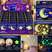 Show-box cu seturi de figurine fosforescente „Lună și Stele”, 24 cutii