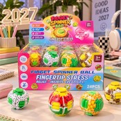 Show box cu 24 mingi antistres Fidget Spinner Ball, modele fructe asortate